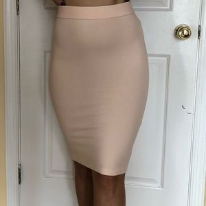 Tight pink midi skirt